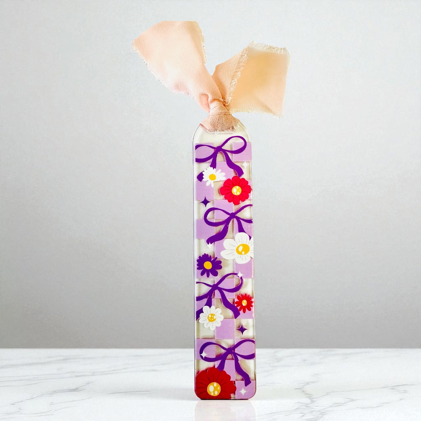 Lavender checkered acrylic bookmark