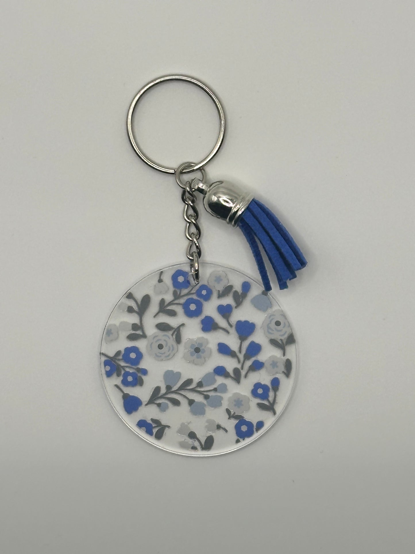 Blue floral keychain