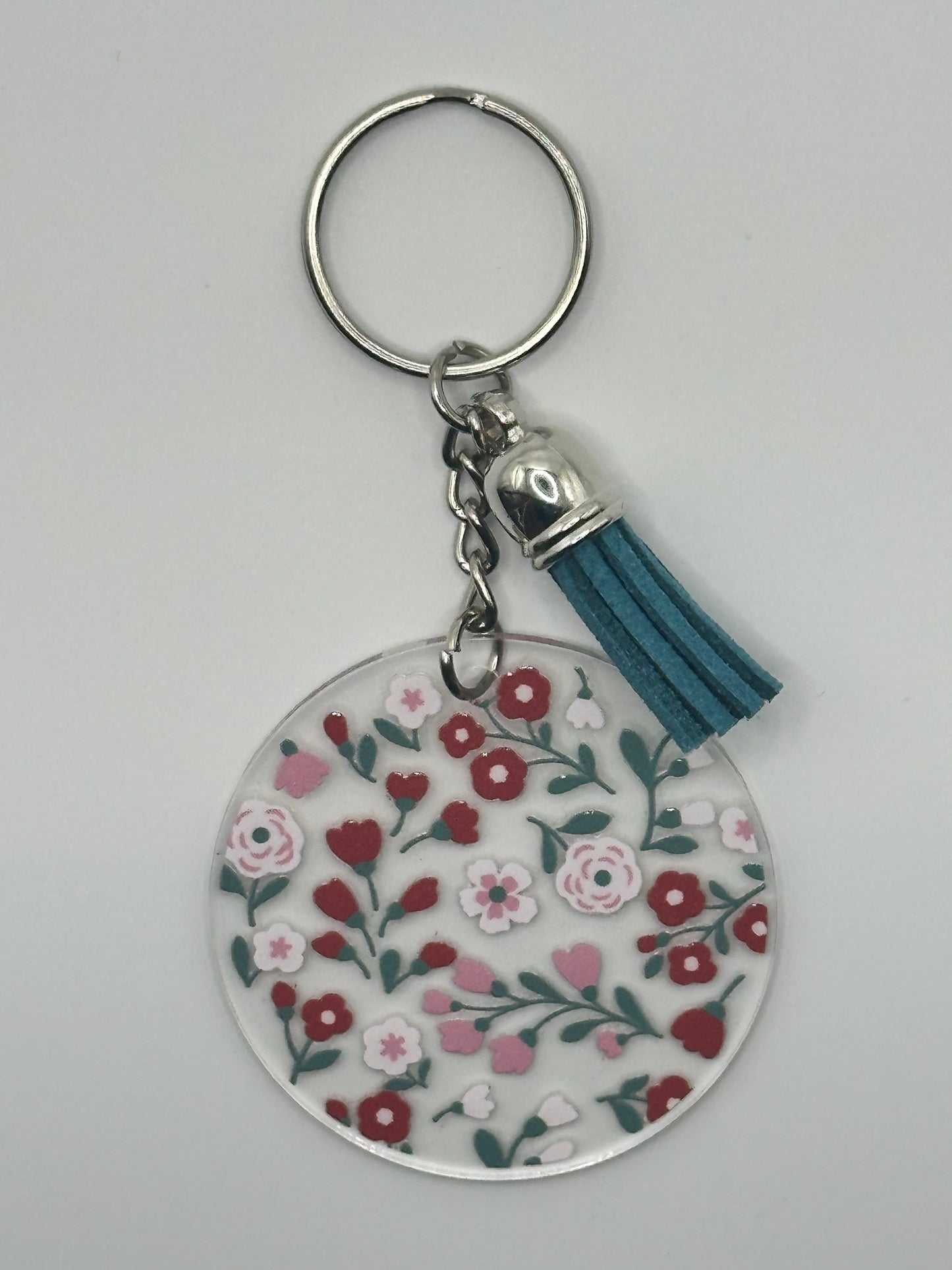 Pink and red flower keychain